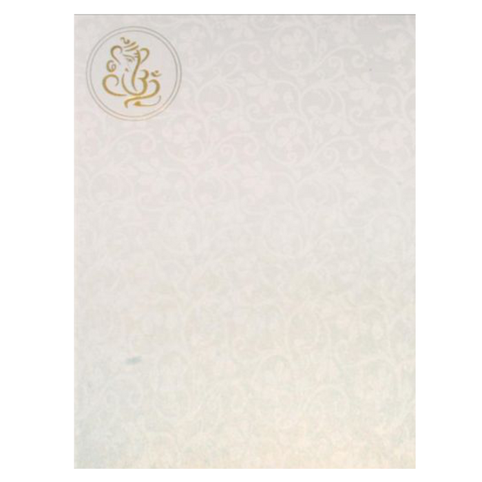 Alluring Ganesha With Flower Cut Gold Foiling Wedding Card - KNK30691