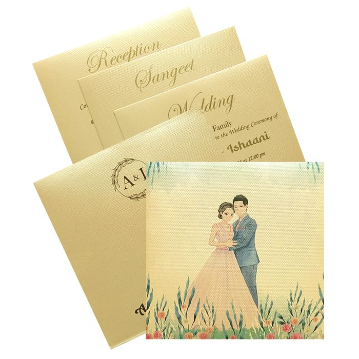 Sandal Caricature Padded Invitation Card