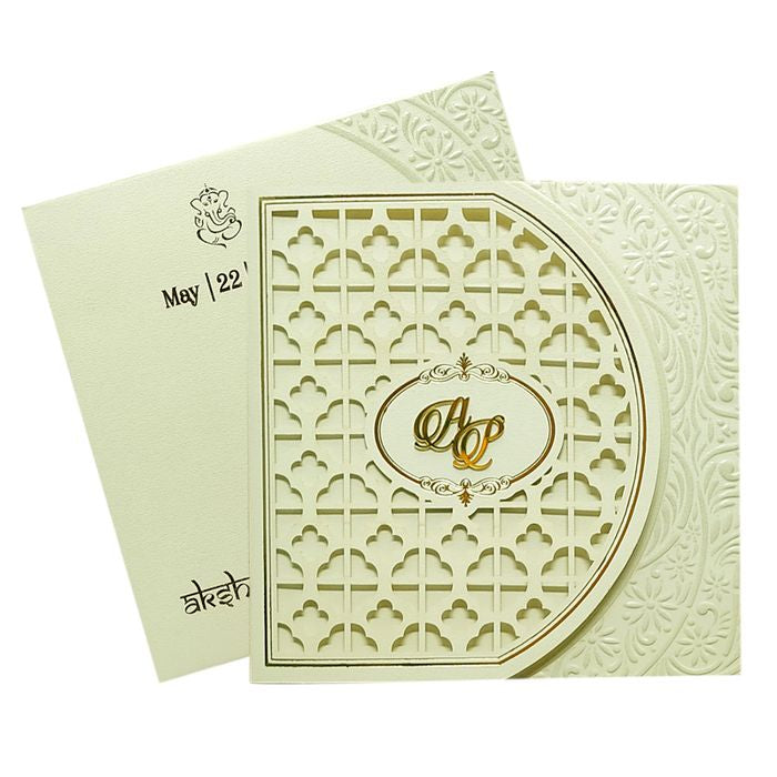 Ivory Laser Cut Box Invitation Card