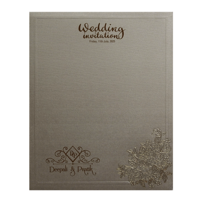 Ash Grey Laser Cut Padded Wedding Card