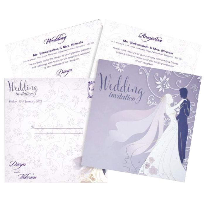 Purple Offset Berry Bride And Groom Wedding Invitation Card-KNBY5404