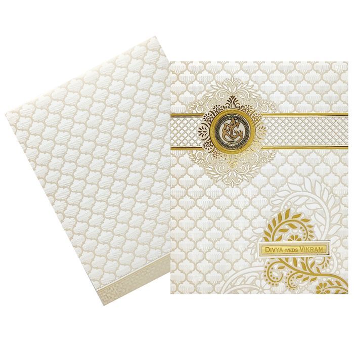 White Wedding Invitation Card-KNJS2056