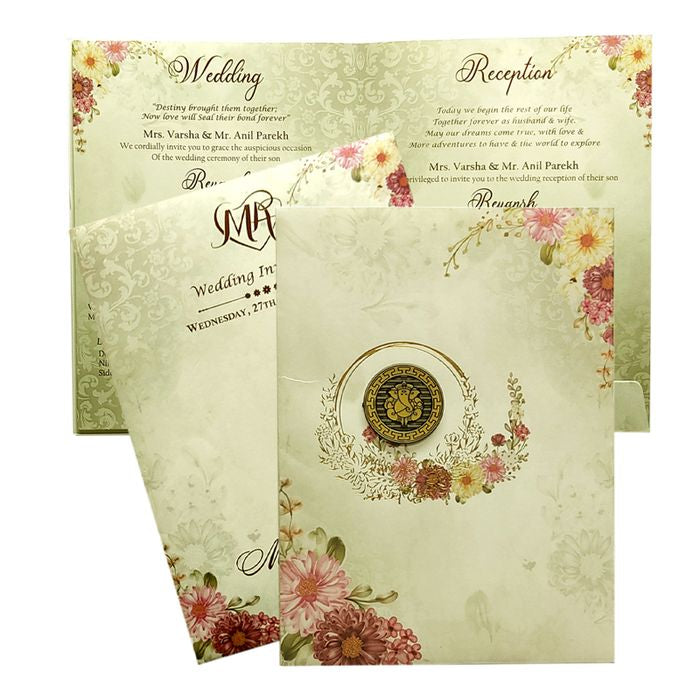Light Cyan Blue Floral Invitation