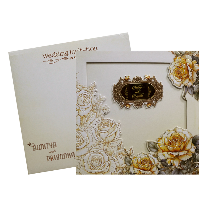 Light Yellow Rose Padded Marriage Card