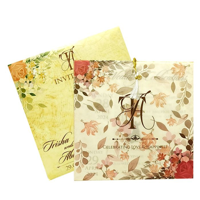 Ivory Tracing sheet Wedding Card