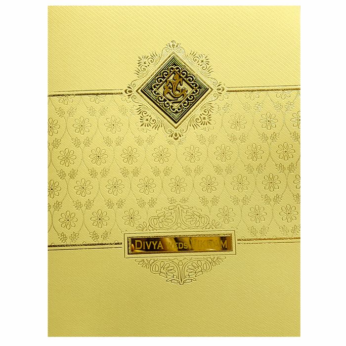 Gold Ganesha Floral Wedding Card