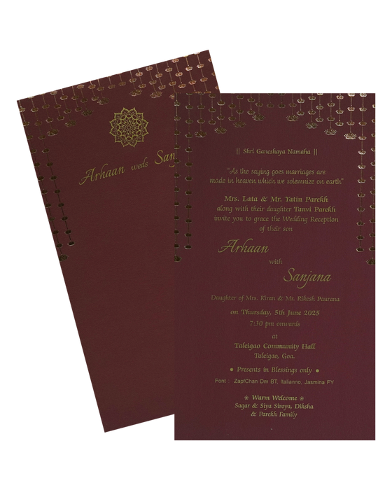 Maroon Single Sheet Invitation Card