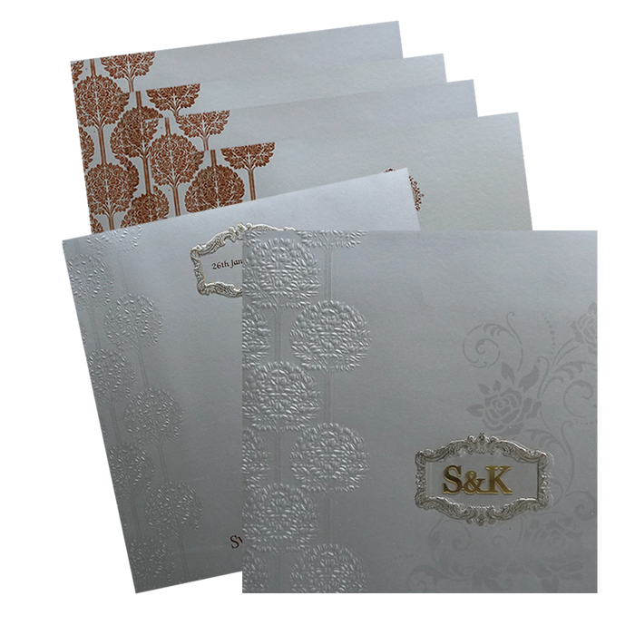 Sliver Floral Wedding Card