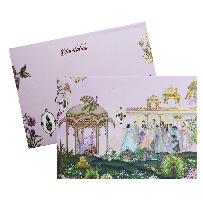 Pale Pink Padded Wedding Card