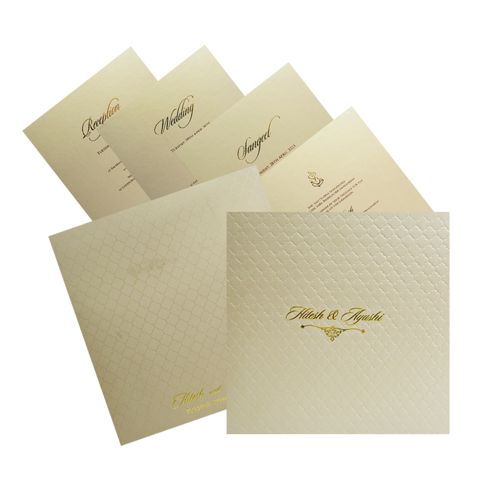 Light Brown Embossed Padded Wedding Card