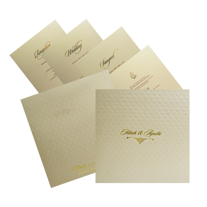 Light Brown Embossed Padded Wedding Card