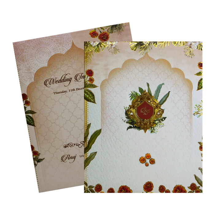 Cream Padded Wedding Card