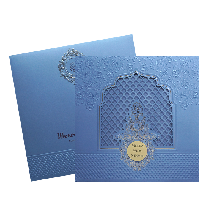 Light Blue MDF Wedding Card