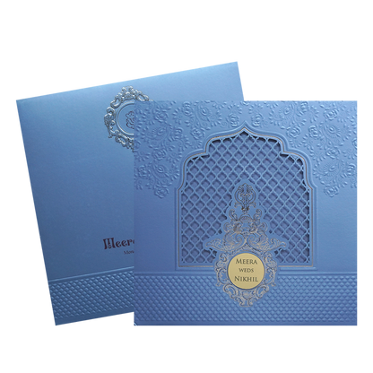 Light Blue MDF Wedding Card