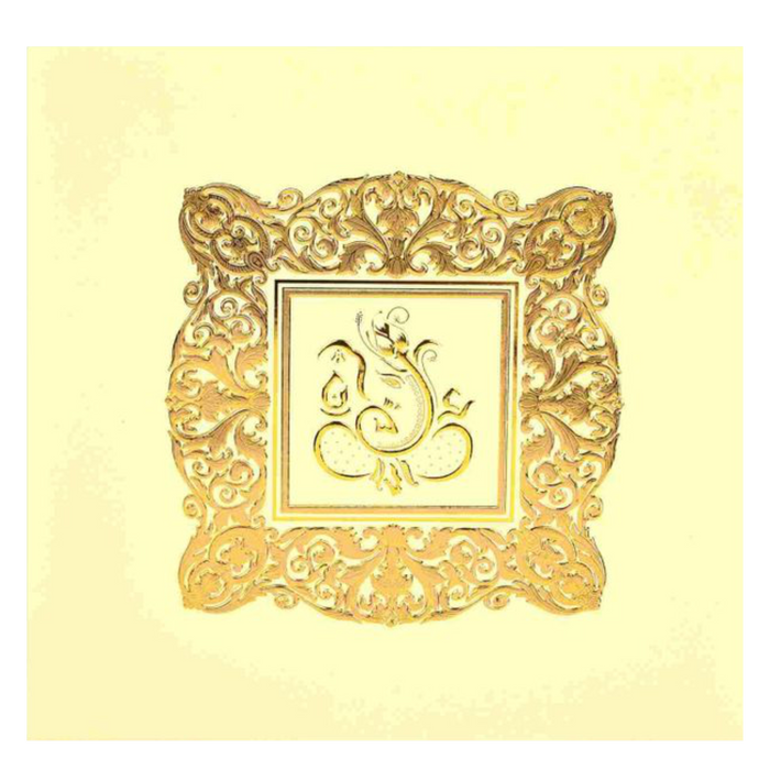 Alluring Cream Shading With Ganesha Wedding Card - KNK30310