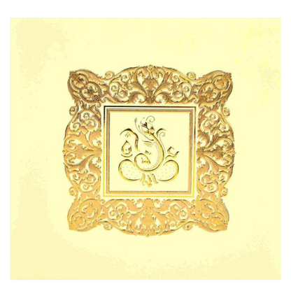 Alluring Cream Shading With Ganesha Wedding Card - KNK30310
