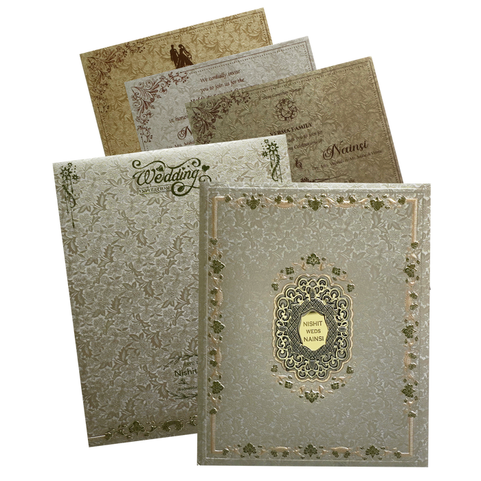 Metallic Green Padded Invitation Card