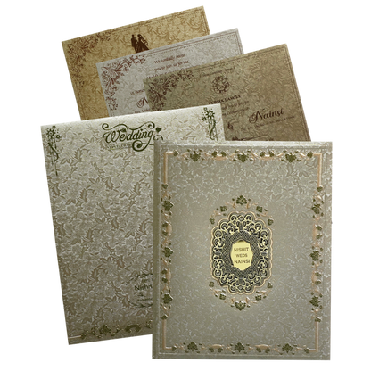Metallic Green Padded Invitation Card