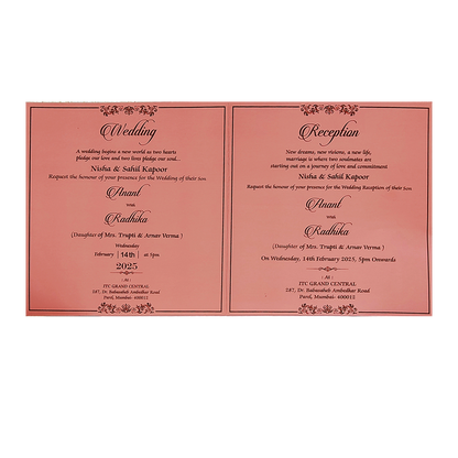 Pink Floral Nameplate Wedding Card Design