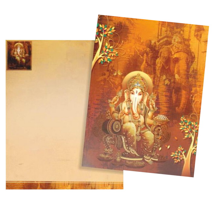 Brown Classic Ganesha With Elephant Background In Offset Print-KNKC4025
