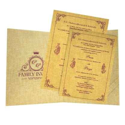 Brown Gold Premium Padded Stiff Board Invitation Card-KNPS9501N