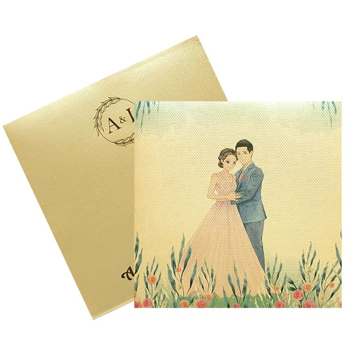 Sandal Caricature Padded Invitation Card