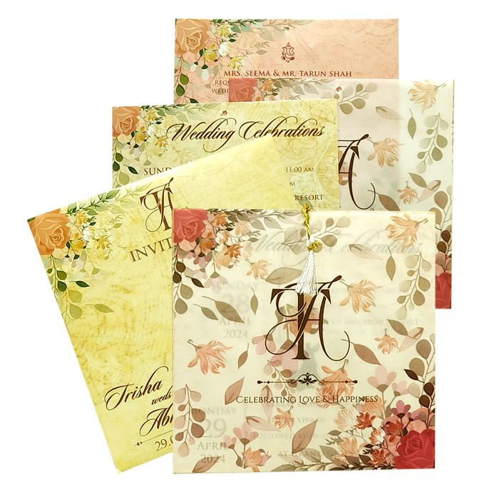 Ivory Tracing sheet Wedding Card