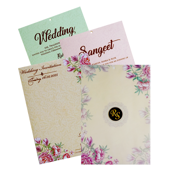 Pink Hibiscus Wedding Invitation Card