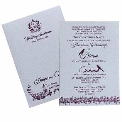 White Floral Single Sheet Invitation Card