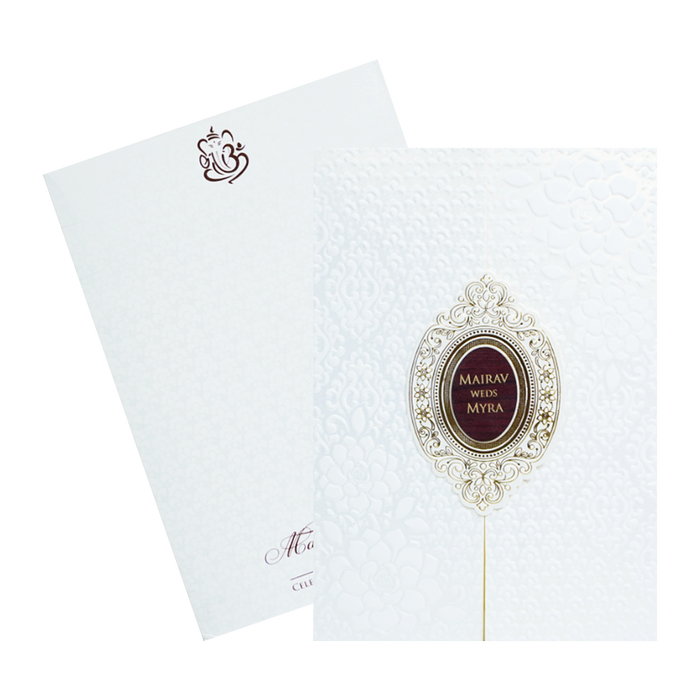 White Door Embossed Wedding Invitation Card