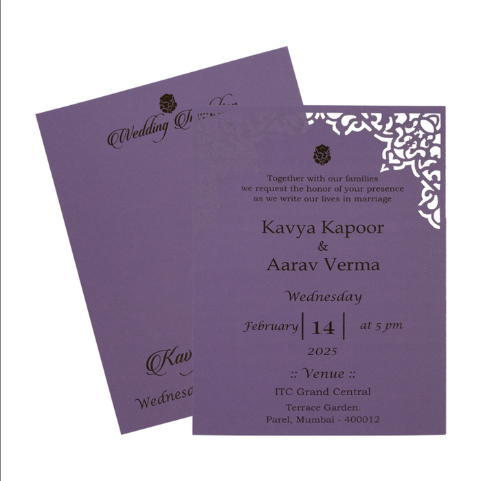 Lavender Single Laser Cut Invitation Card