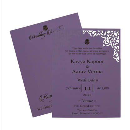 Lavender Single Laser Cut Invitation Card