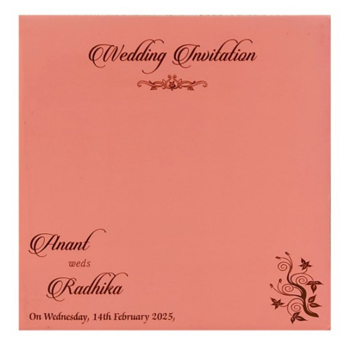 Pink Floral Nameplate Wedding Card Design