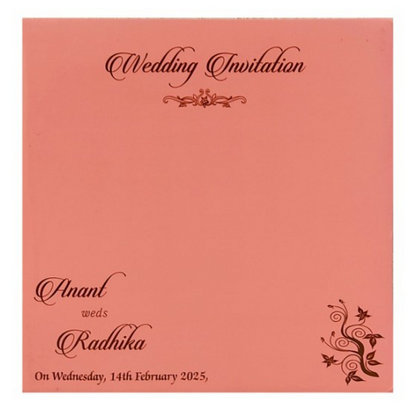 Pink Floral Nameplate Wedding Card Design