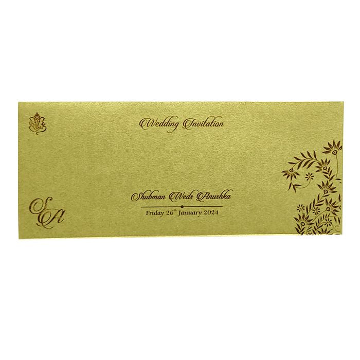 Gold Brown Laser Cut Wedding Invitation