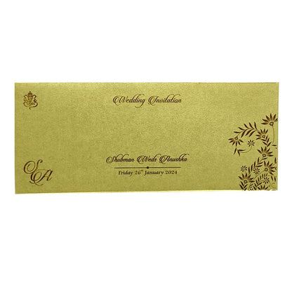 Gold Brown Laser Cut Wedding Invitation