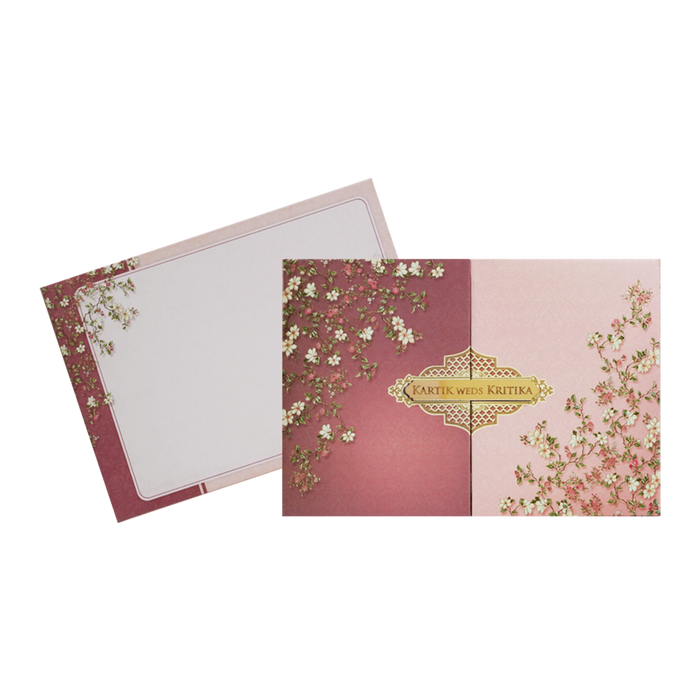 Beige Floral Door Padded Invitation Card