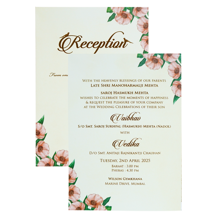 Peach Door Wedding Invitation Card