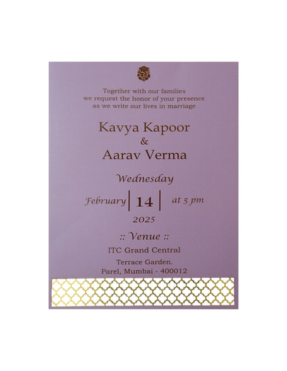 Lavender Laser Cut Single Invitation Card