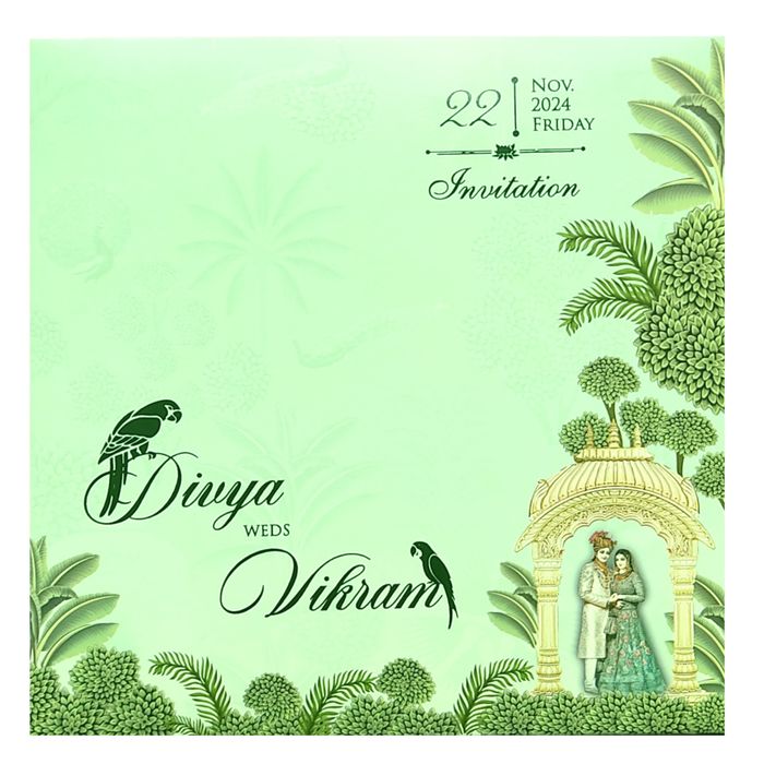 Green Traditional Laser Cut Invitation Card