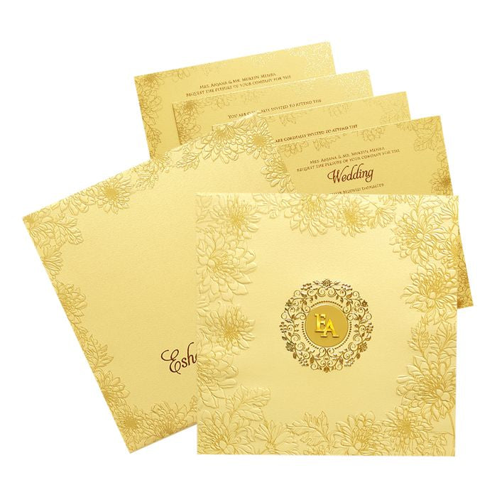 Khaki Brown Floral Box Marriage Card