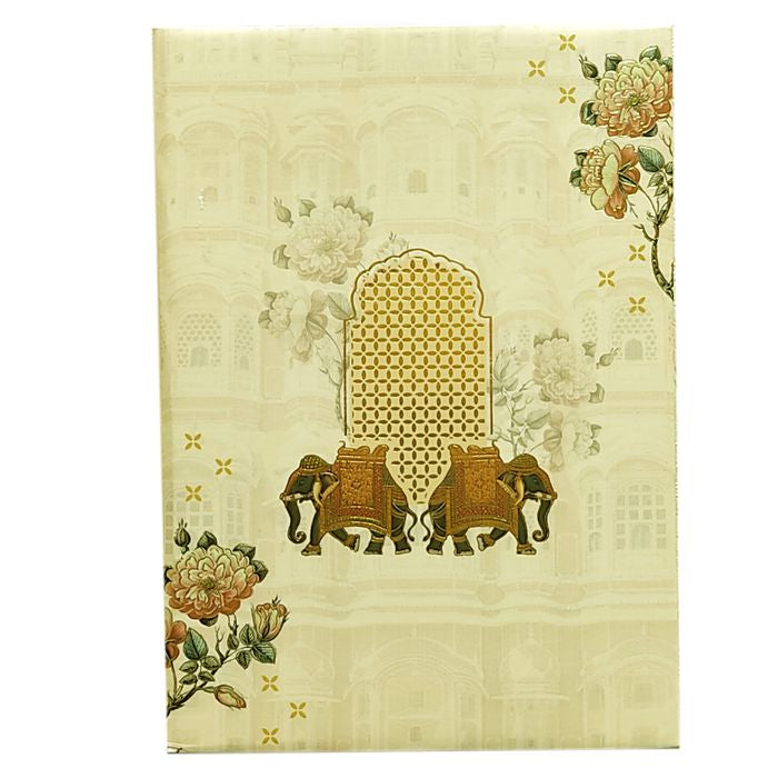 Cream Padded Lily Floral Invitation Card