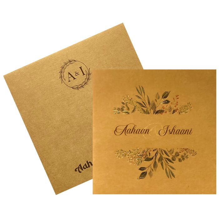 Brown Leaf Foil Invitation Card