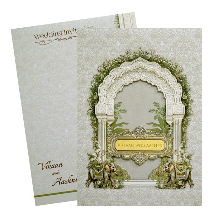 Light Green Elephant Padded Invitation Card
