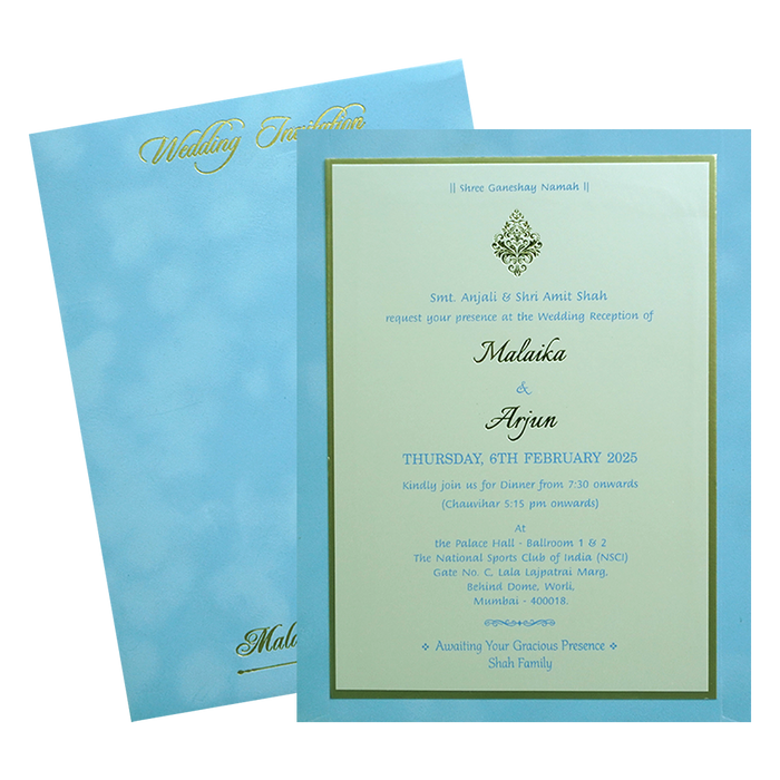 Light Blue Velvet Padded Single Marriage Card