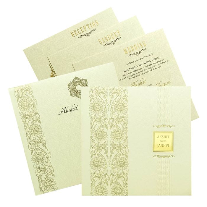 White Floral Padded Invitation Card