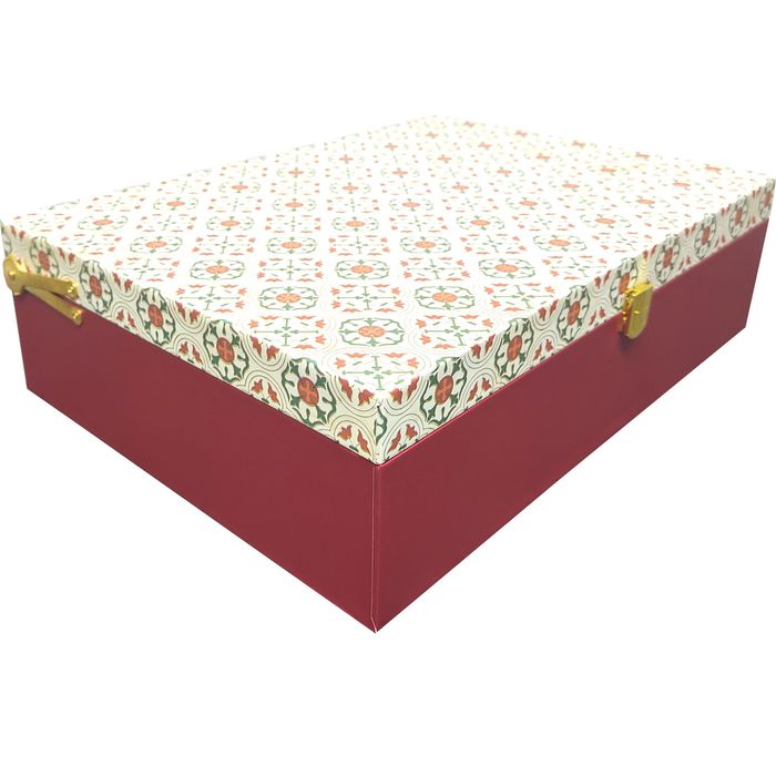 Red Floral Large Box Invitation-KBX0605