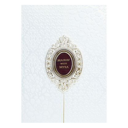 White Door Embossed Wedding Invitation Card