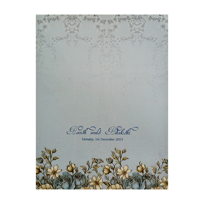 Blue Floral Wedding Card