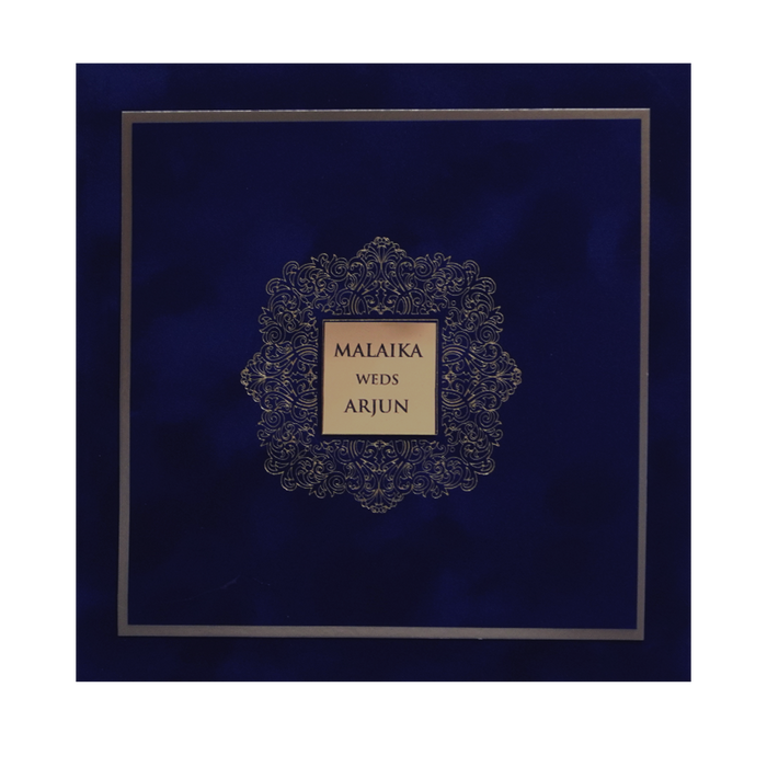 Royal Blue Velvet Padded Invitation Card